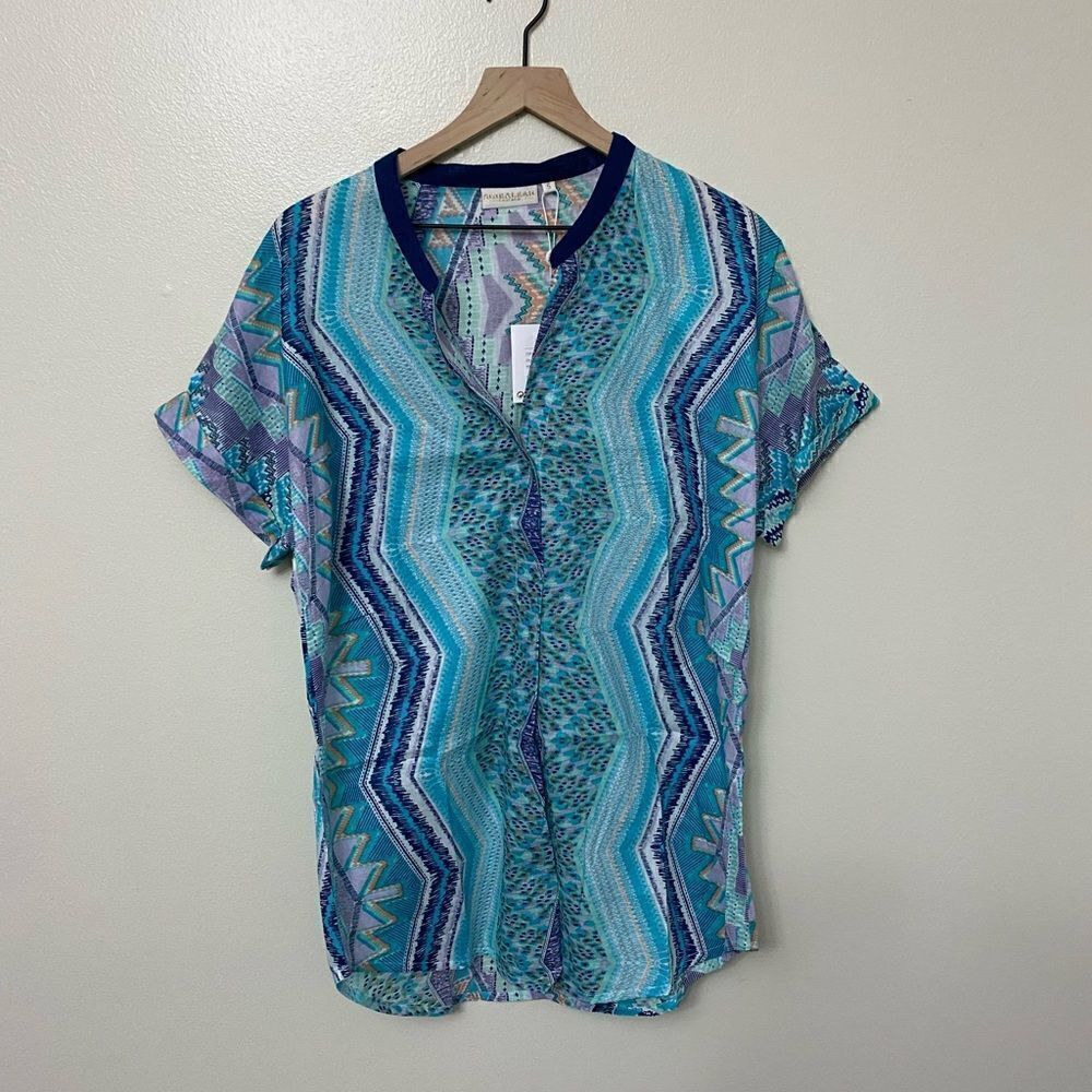 SHIRALEAH Chicago Mirabel Shirt Cover-Up Small Cotton Beach Pool Vacation NWT